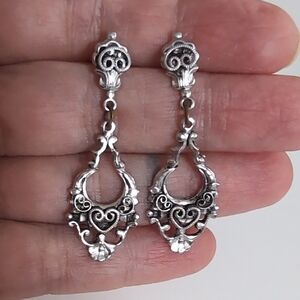 Vintage Silver Victorian Style Earrings